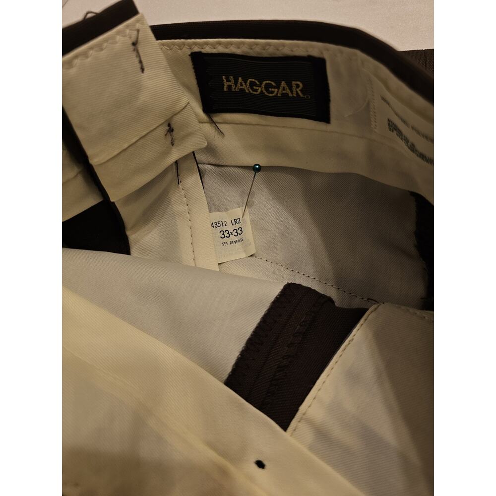 Vintage Men's 80s HAGGAR Slacks Pants Disco Polyester Brown 33x34 NWT Deadstock - Picture 7 of 9
